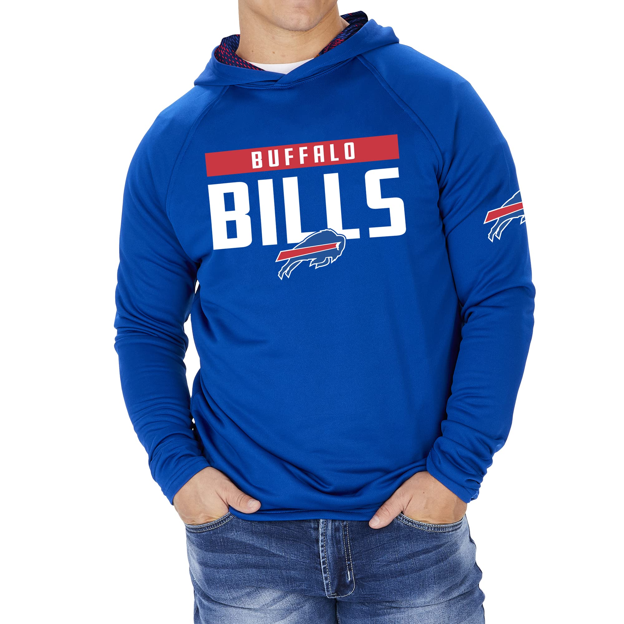 Zubaz NFL Football Men's Solid Team Hoodie with Camo Lined Hood and Sleeve Graphic — view 22