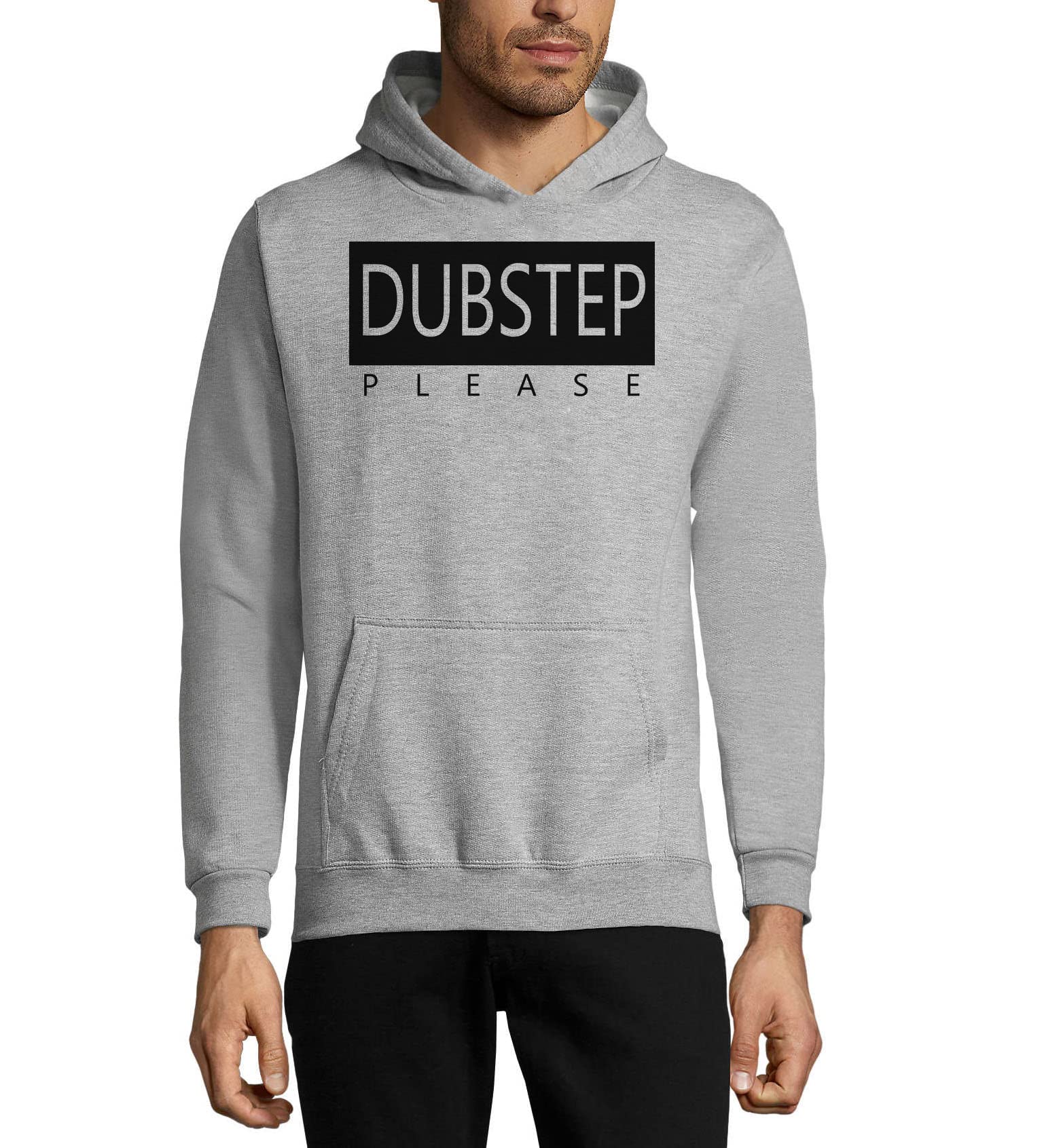 Dubstep Please Music Logo unisex bluza z kapturem z mieszanki bawełny szara