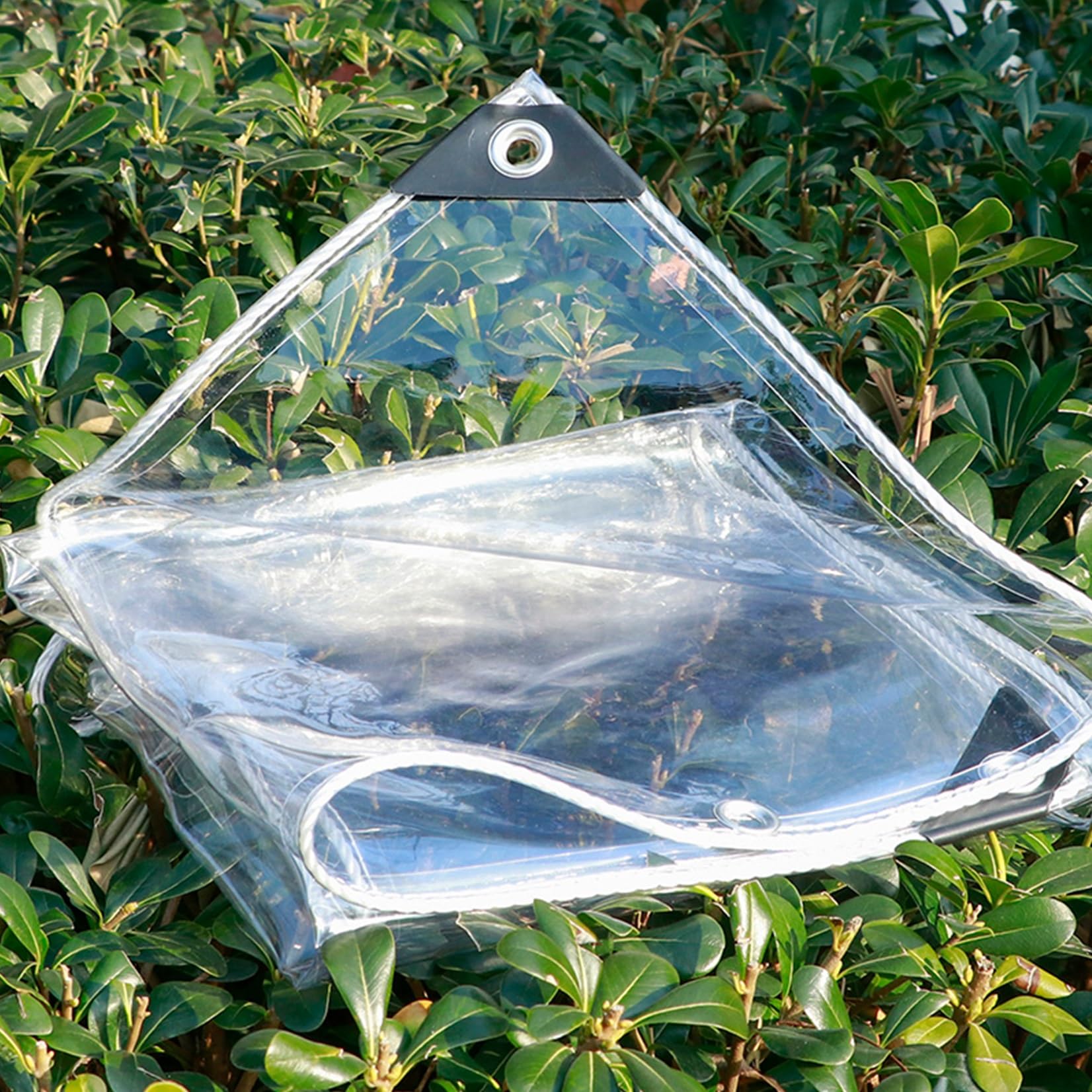 Lona transparente impermeable 140x140 con ojales metálicos para exterior