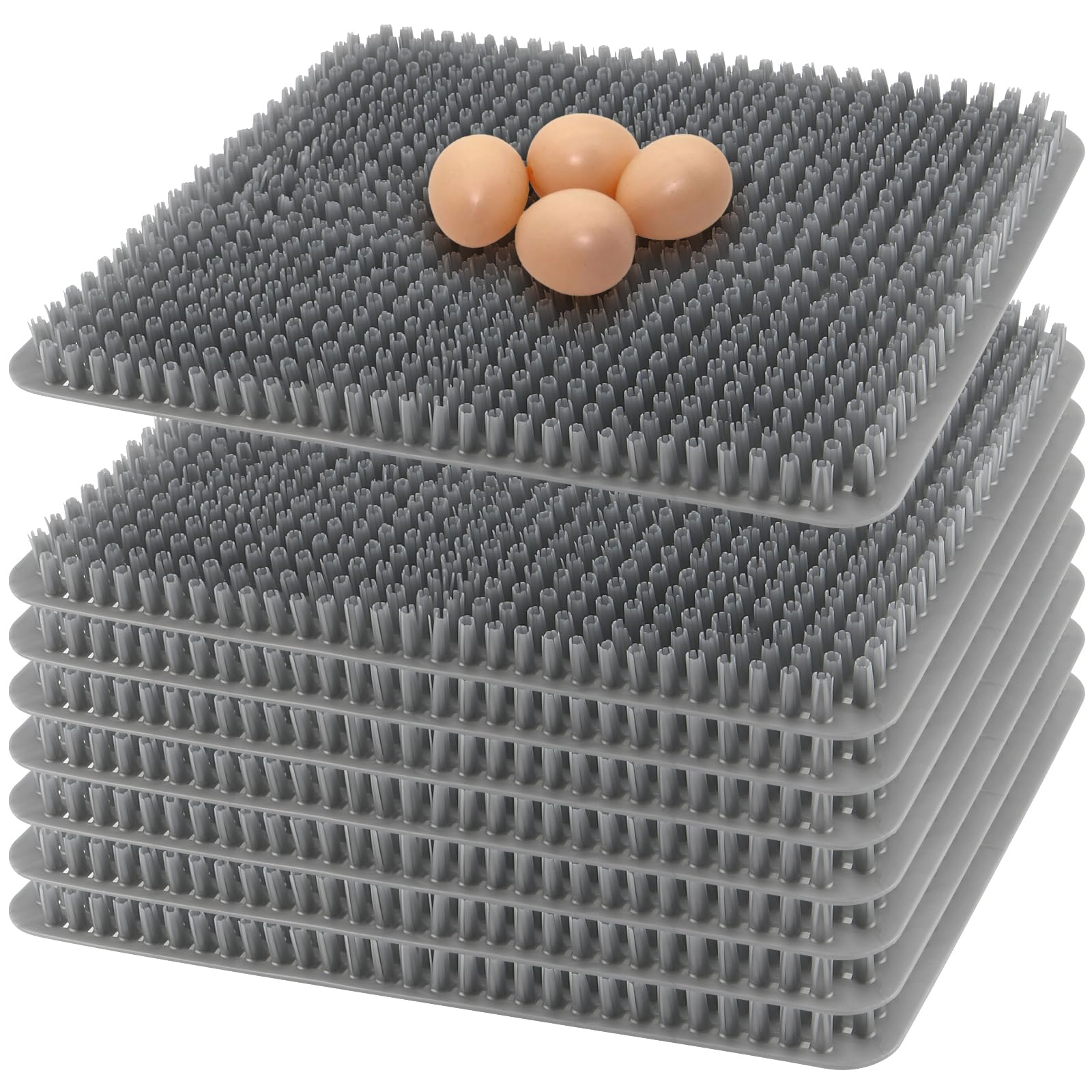 SEHOI 8 PCS Plastic Nesting Box Liners, Chicken Nesting Pads, Chicken Coop Bedding Pads Egg Laying Mats for Chicken Coop and Nesting Boxes, 13.8 x 11.6 x 0.8 Inch, Gray
