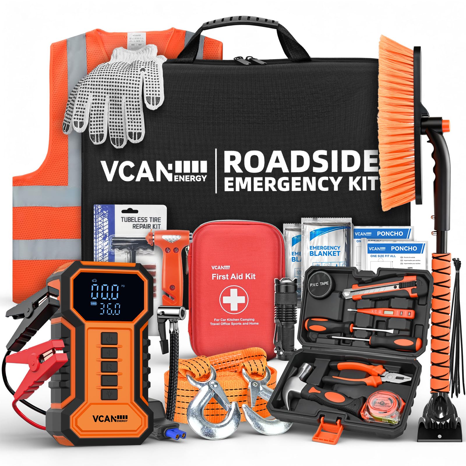 Arrancador de salto con compresor de aire, kit de emergencia para mujeres