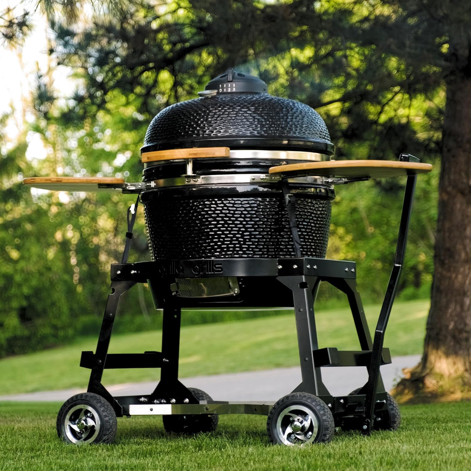 Grilla Grills Kamado Pro Cart with 8in Solid Tires, 14-Gauge Steel Frame, All Terrain Capabilities for Grilling, Kamado Carts, Fits Green Egg, Kamado Joe, Lonestar, Pitboss, Grilla Kamado Grills
