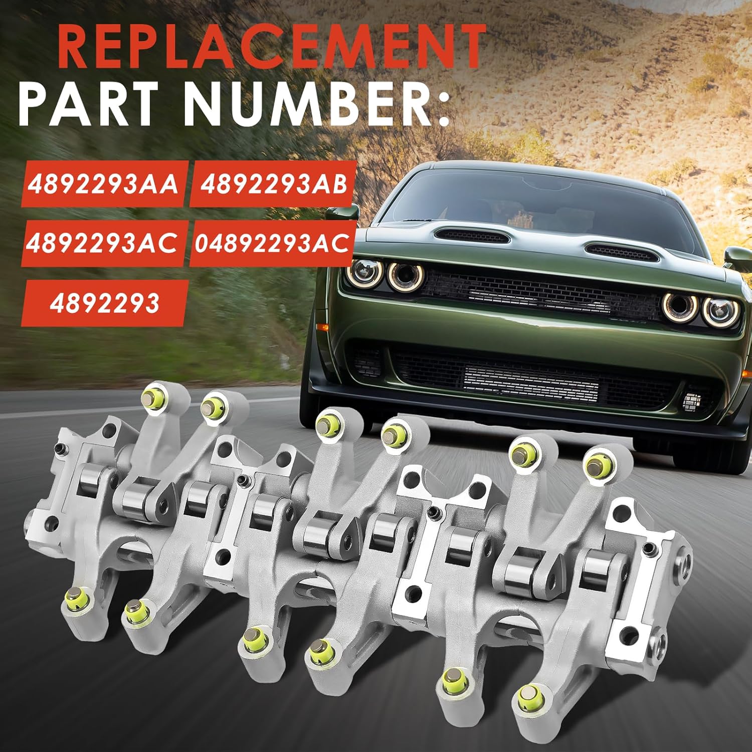 4892293AC Rocker Arm Shaft Lifter Assembly Compatible with Chrysler 300 05-10, Pacifica 04-08 & Dodge Charger 06-10, Challenger 09-10, Journey 09-10, Magnum 05-08, 3.5L 4.0L, Replace OE 4892293AC