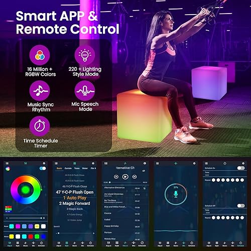 Miniatura 4 de LOFTEK Lámpara de pie con luces de cubo inteligentes RGBW+IC 16 millones de colores cambiantes, luz nocturna LED para muebles con aplicación,