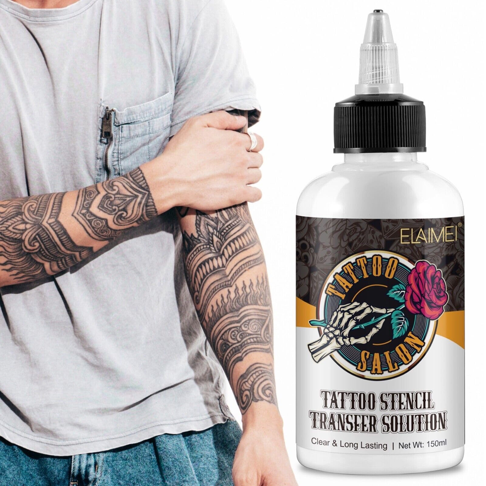 P-Beauty 3 x żel transferowy do tatuażu, krem transferowy 150 ml – przezroczyste szablony żelowe – rozwiązanie do przenoszenia tatuażu – krem do szablonów do tatuażu – akcesoria do tatuażu – akcesoria