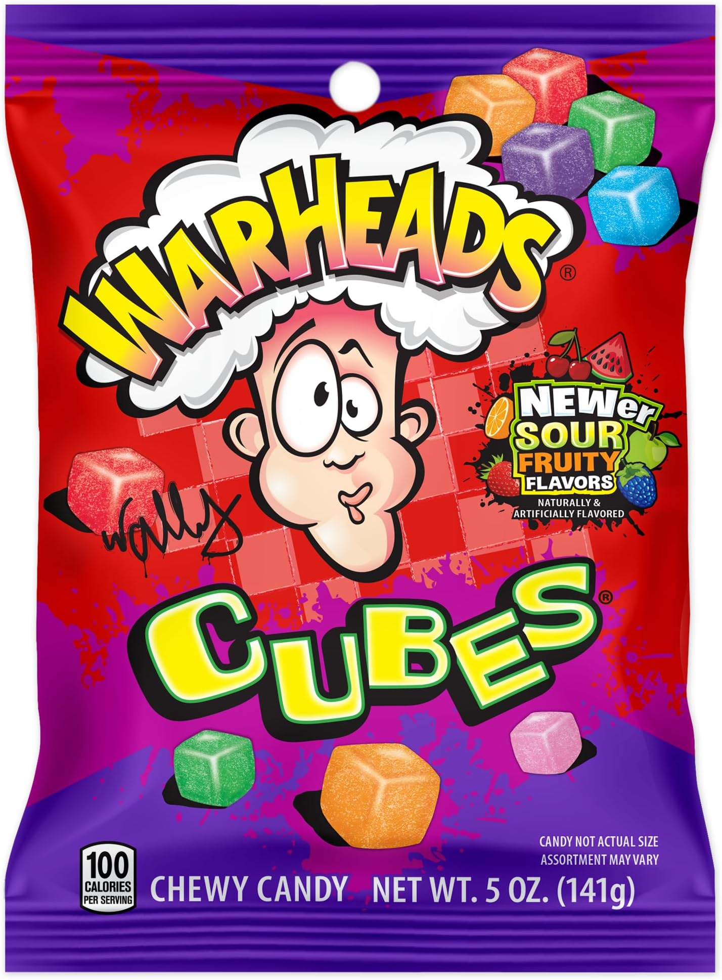 Cubes - Sour Sweet & Fruity Chewy Candy - Orange, Watermelon, Blue Raspberry, Black Cherry, Strawberry & Green Apple Flavors - 5 oz. Bag