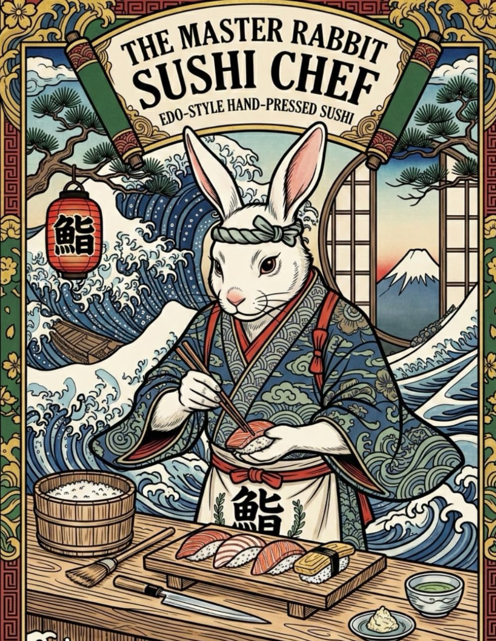 THE MASTER RABBIT SUSHI CHEF: A Zen Coloring Journey Through Edo-Style Japan