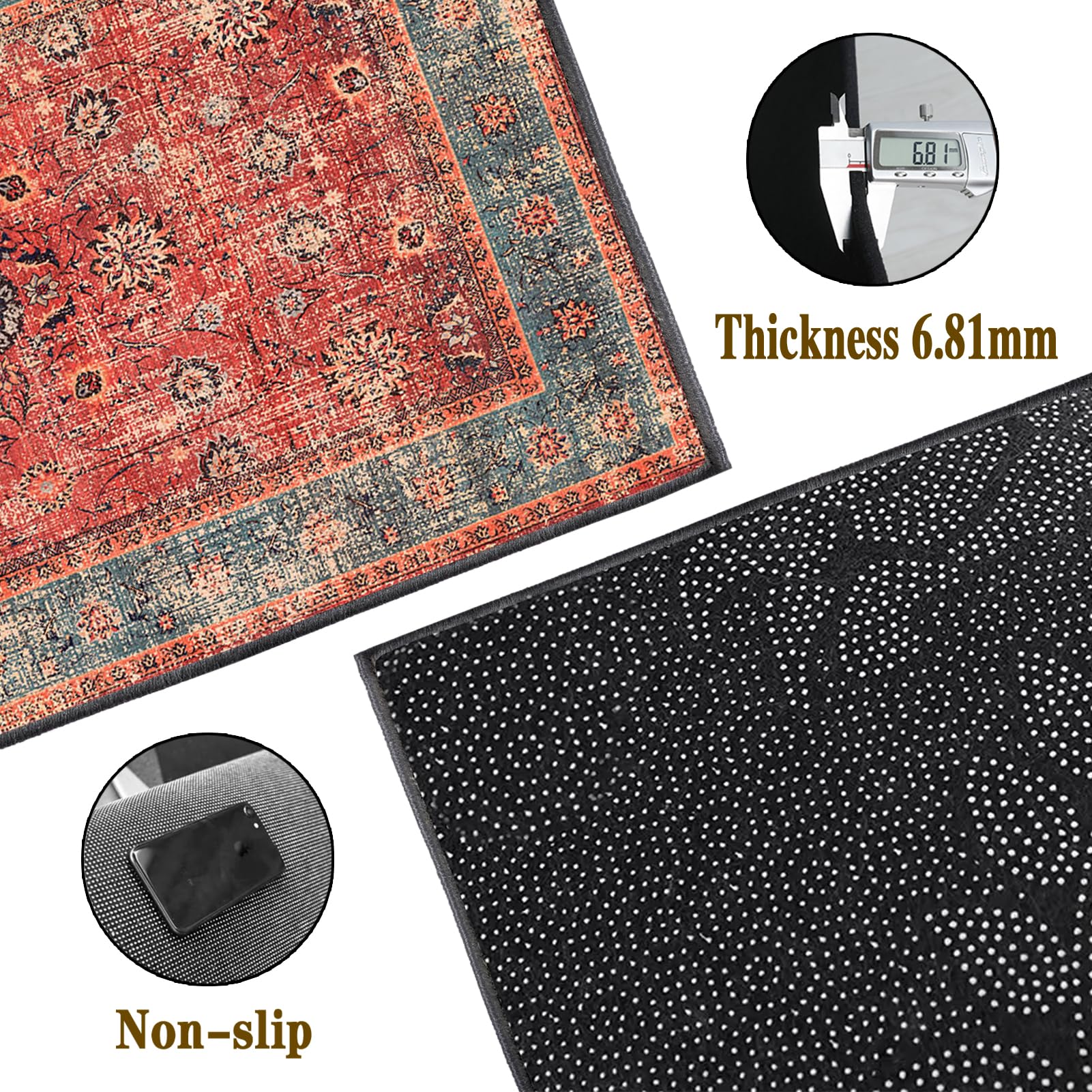 Tapis de Passage Couloir Cuisine Long 80 x 150 cm Tapis Cuisine Devant Evier Antidérapant Lavable Tapis de Sol d'Entrée Intérieur Tapis Couloir Absorbant Paillasson Long Tapis de Porte pour Escalier