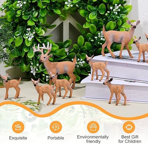 Miniatura 4 de 12 figuras de ciervos de juguete realistas figuras familiares de ciervos del bosque, figuras de animales del bosque, figuras en miniatura de