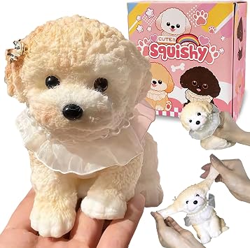 Big Taba Squishy, Cute Teddy Dog Squishy Toys, Handmade Ultra Soft Squishy Fidget Toys, Silicone Squeeze Toys for Adults, Stress Relief Gifts for Relaxation & Sensory Play