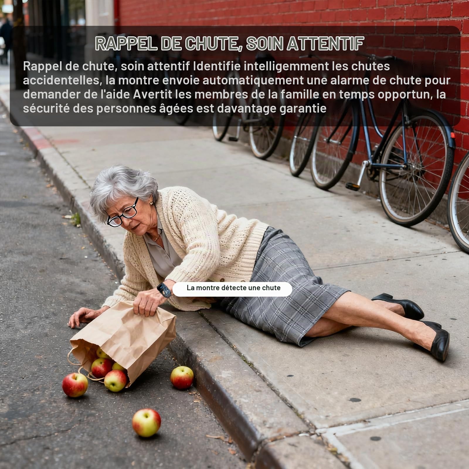 Dispositifs De Détection De Chute pour Seniors, Tracker GPS 4G pour Personnes Âgées, pour Alzheimer Et Démence, Appel Vidéo HD Montre Connectée SeniorRed,1.25 * 0.57 * 2.22inch