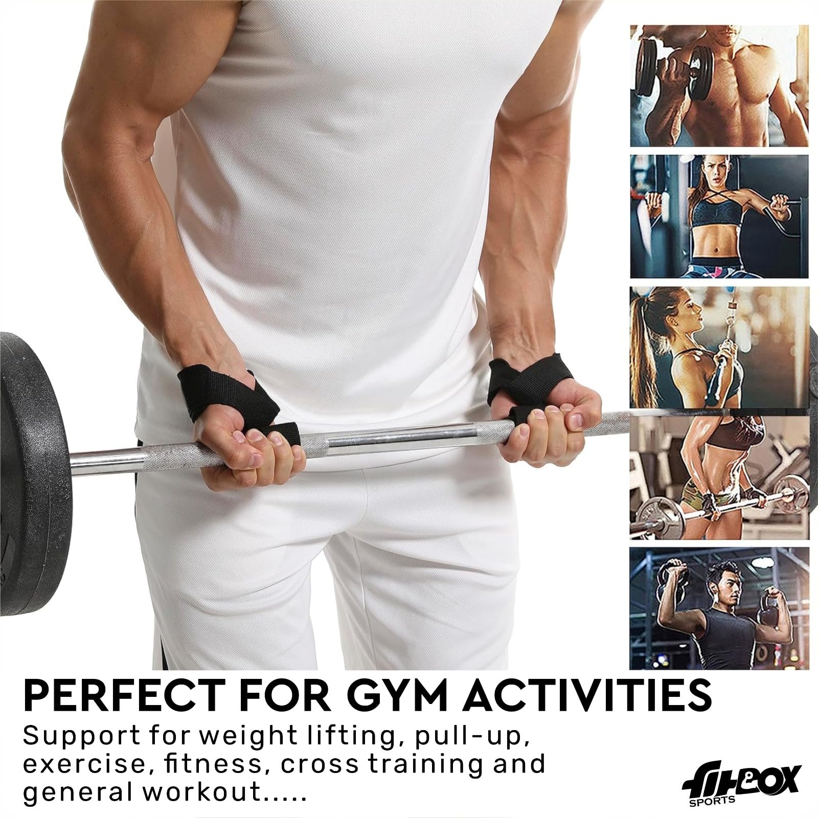 FitBox Sports Premium Lifting Straps, Powerlifting, Wrist Supporter For Deadlifting With Padded Support - Black 2