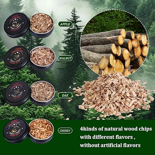 Miniatura 4 de Kit de ahumador de cóctel AOKE Metallic Whisky Smoker Kit con 4 sabores de virutas de madera para whisky y bourbon Kit de ahumador antiguo para