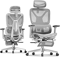 Vista 20 de FLEXISPOT ErgoX - Silla de oficina ergonómica premium con reposapiés, reposabrazos 3D ajustables, soporte lumbar dinámico, función de reclinación e