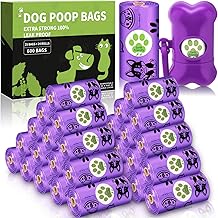 600 Dog Poop Bags with 1 Dispenser, 24 Rolls, Extra Thick and Strong Poop Bag, Leak Proof, Violet
