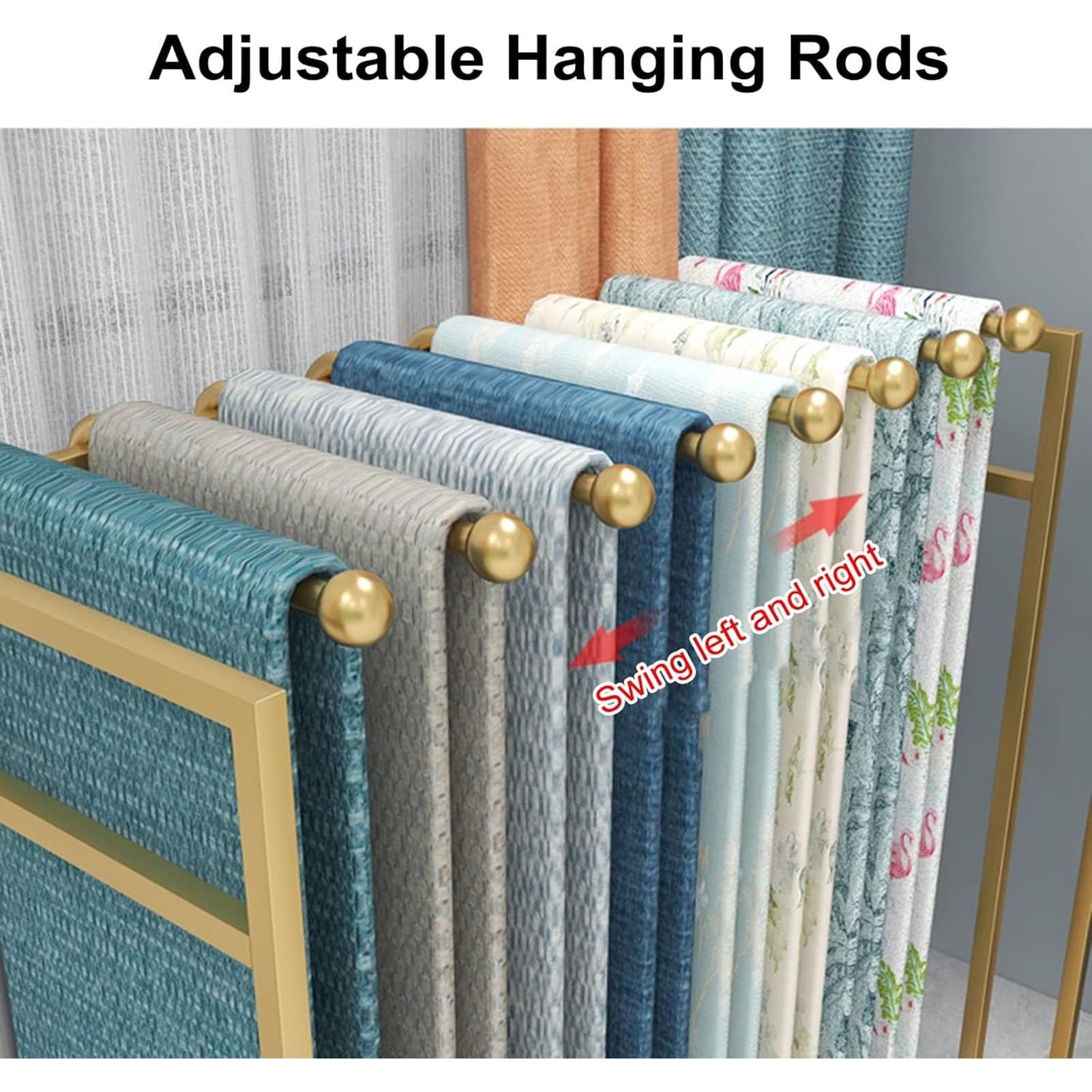 Generico Espositore in Metallo per Tessuti, Organizer da Pavimento per trapunte, Campioni, Asciugamani e Sciarpe - per Boutique e Uso Domestico (Oro, 100 cm/39") - Elegante Soluzione di archiviazione