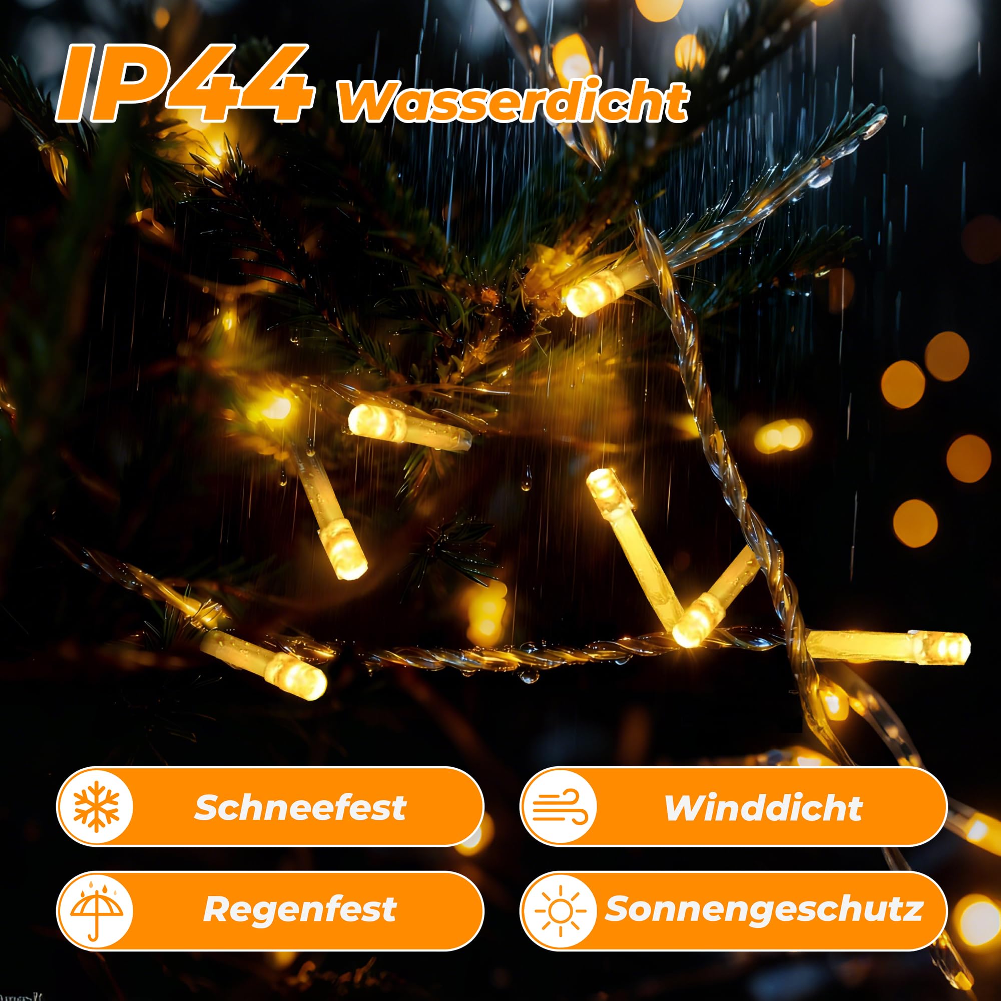 HeiPard Lichterkette Außen Innen 80m 800LED, Warmweiß LED Lichterketten Outdoor Strom mit mit Fernbedienung Timer Dimmbar, 8 Modi IP44 Wasserdicht String Lights für Garten Balkon Hochzeit Party