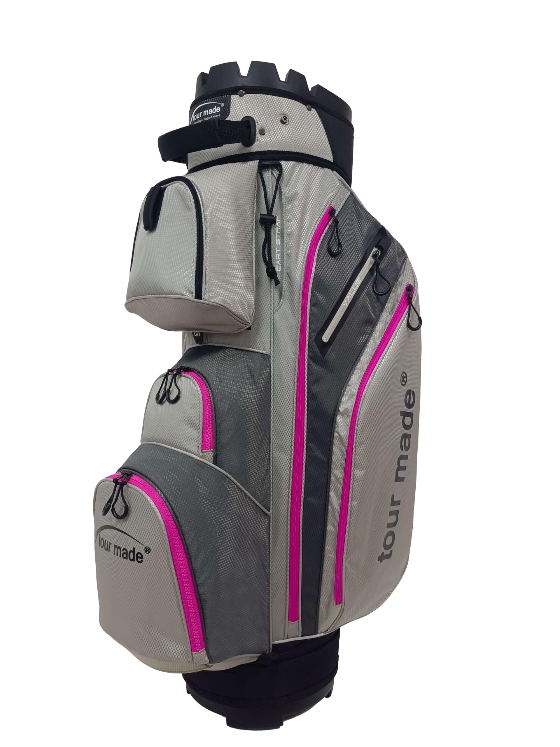 Tour Made Golfbag mit Organizer I Herren & Damen I kein Schlägerklappern I großes Kühlfach I durchgängige Schlägerbahnen bis zum Boden
