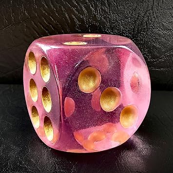 Solid Acrylic 40MM Jumbo DND D6 Dice With Pips - Large Moonstone Pink, 6 Sided Big Playing Party Dice
