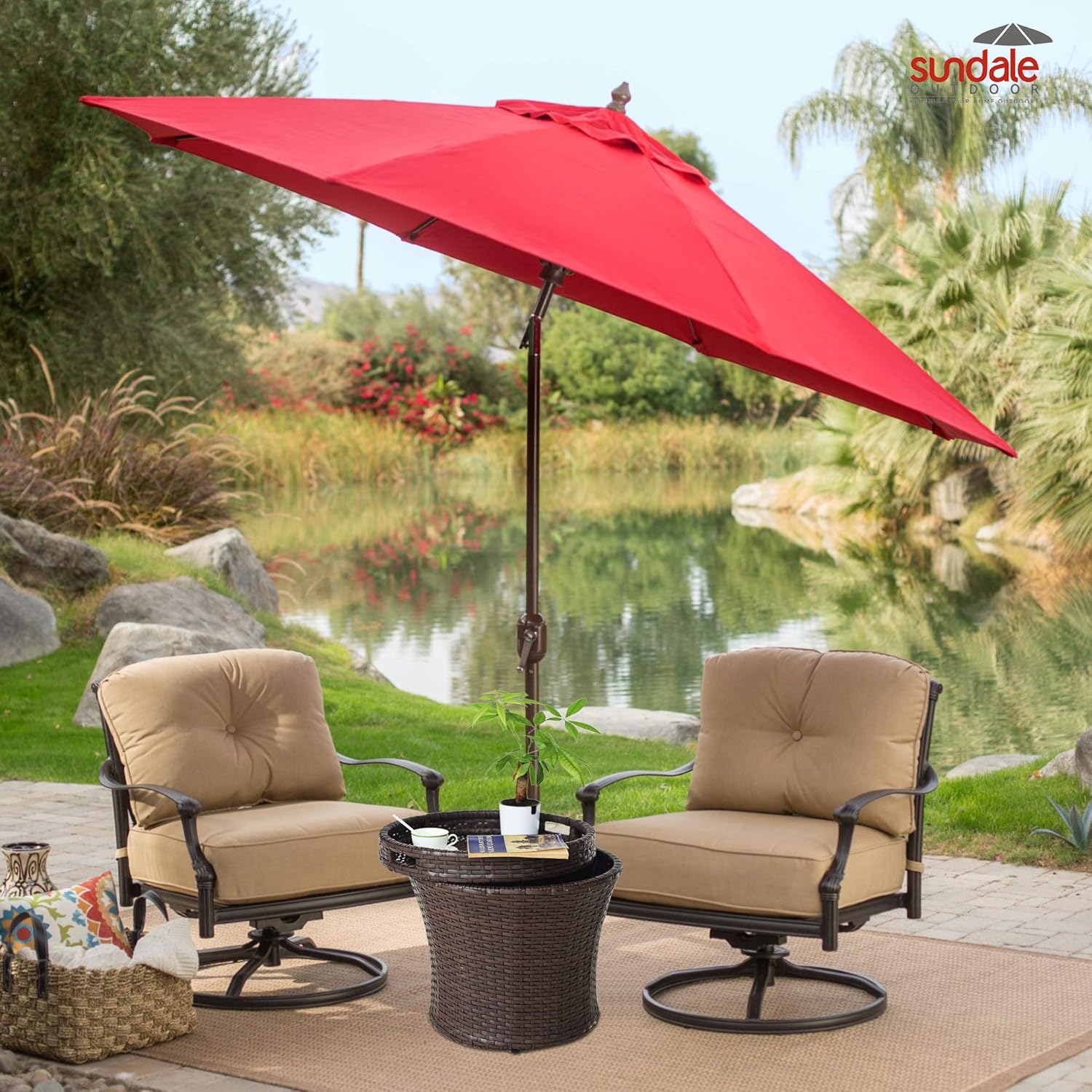 Buy Sundale Outdoor Small Patio Side Table with Storage 20 Inch Patio