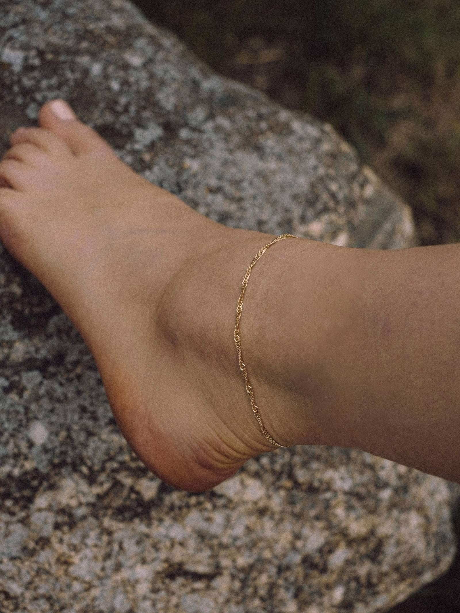 modabilé Damen Fußkette Roségold Vergoldet verstellbar 925 Sterling Silber Singapurkette (2,4mm Breit 23cm-28cm) ohne Anhänger Rose Gold Fußkettchen