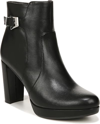 Naturalizer Womens Braxton Platform Ankle Boot Black Crinkle 11 M