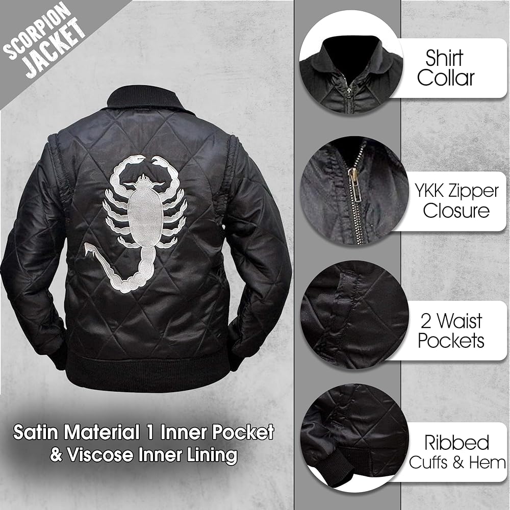 LP-FACON Mens Logo Quilted Black Satin Bomber Jacket at Amazon