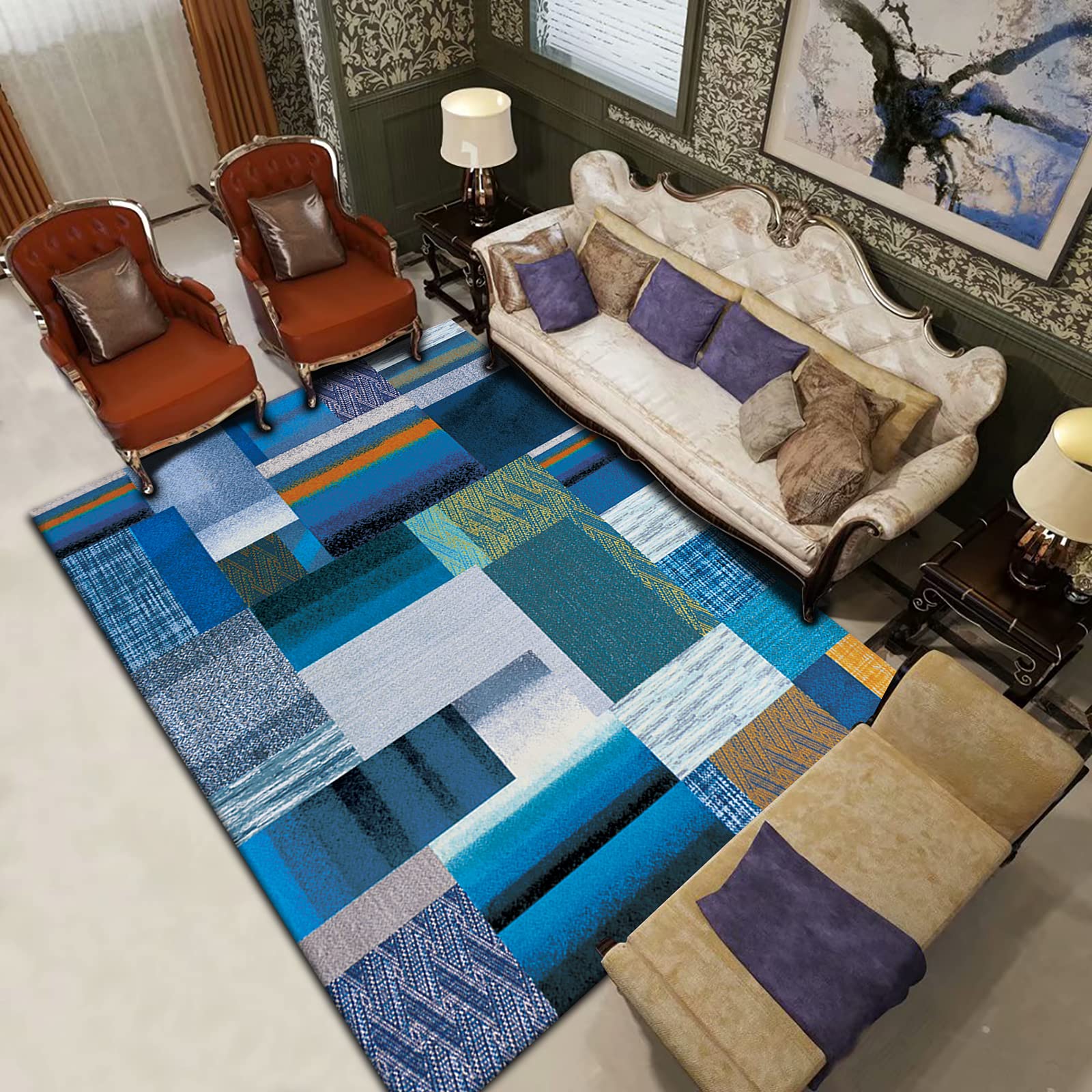 Tapis antidérapant à poils longs pour salon chaleureux et chambre à coucher design
