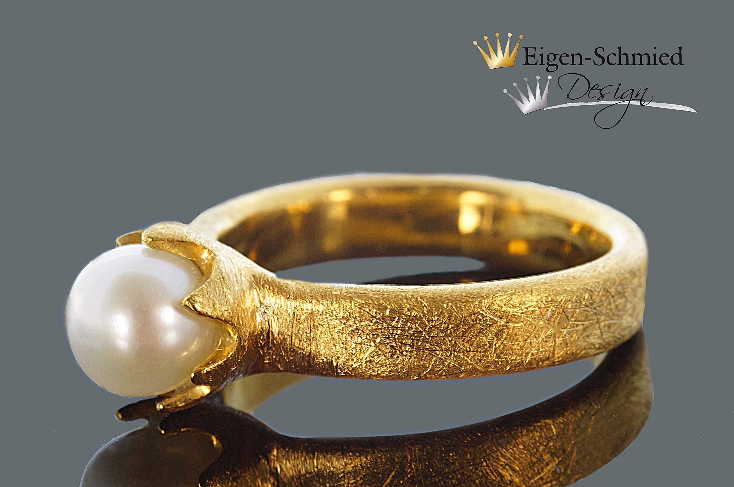 Goldschmiede Perlenring "timeless pearl", Ring mit Perle, Krone, Silberring vergoldet, Perle, Verlobungsring, Prinzessin, Schmuck, Silberschmuck, Valentinstag, Geburtstag, Geschenk, Weihnachten