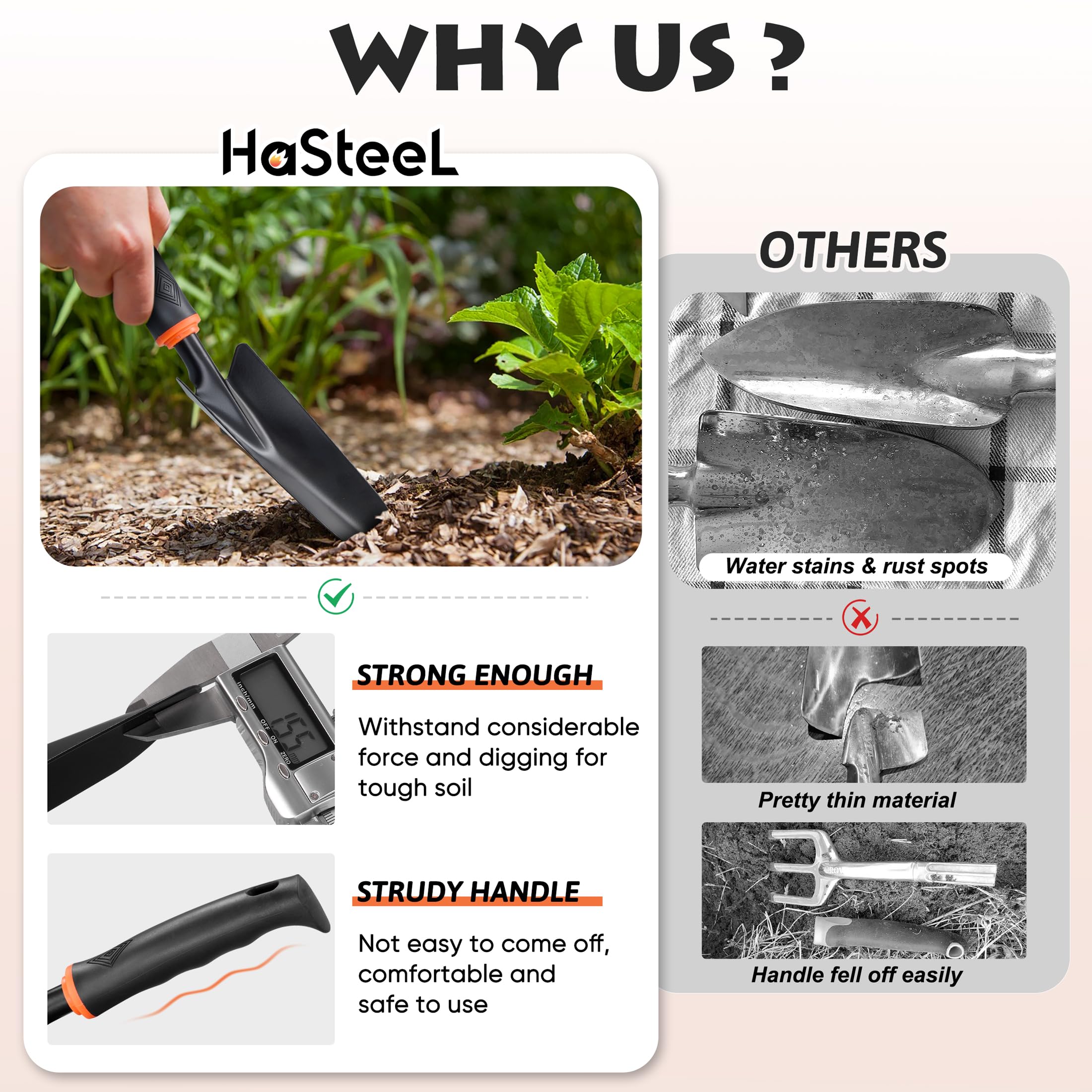 HaSteeL Garden Tools Set, 11 Pcs Gardening Supplies Hand Tool Kit for Women Men Gardeners, Include Tote Bag, Reportting Mat, Transplant Trowel, Rake, Pruner for Outdoors