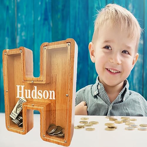 Vista 168 de Personalized Wooden Alphabet Piggy Bank-Kids Piggy Bank-Boys Girls Piggy Bank-Coin Piggy Bank-Bank-Can be Used as Christmas-Birthday Gift-Kids Gift