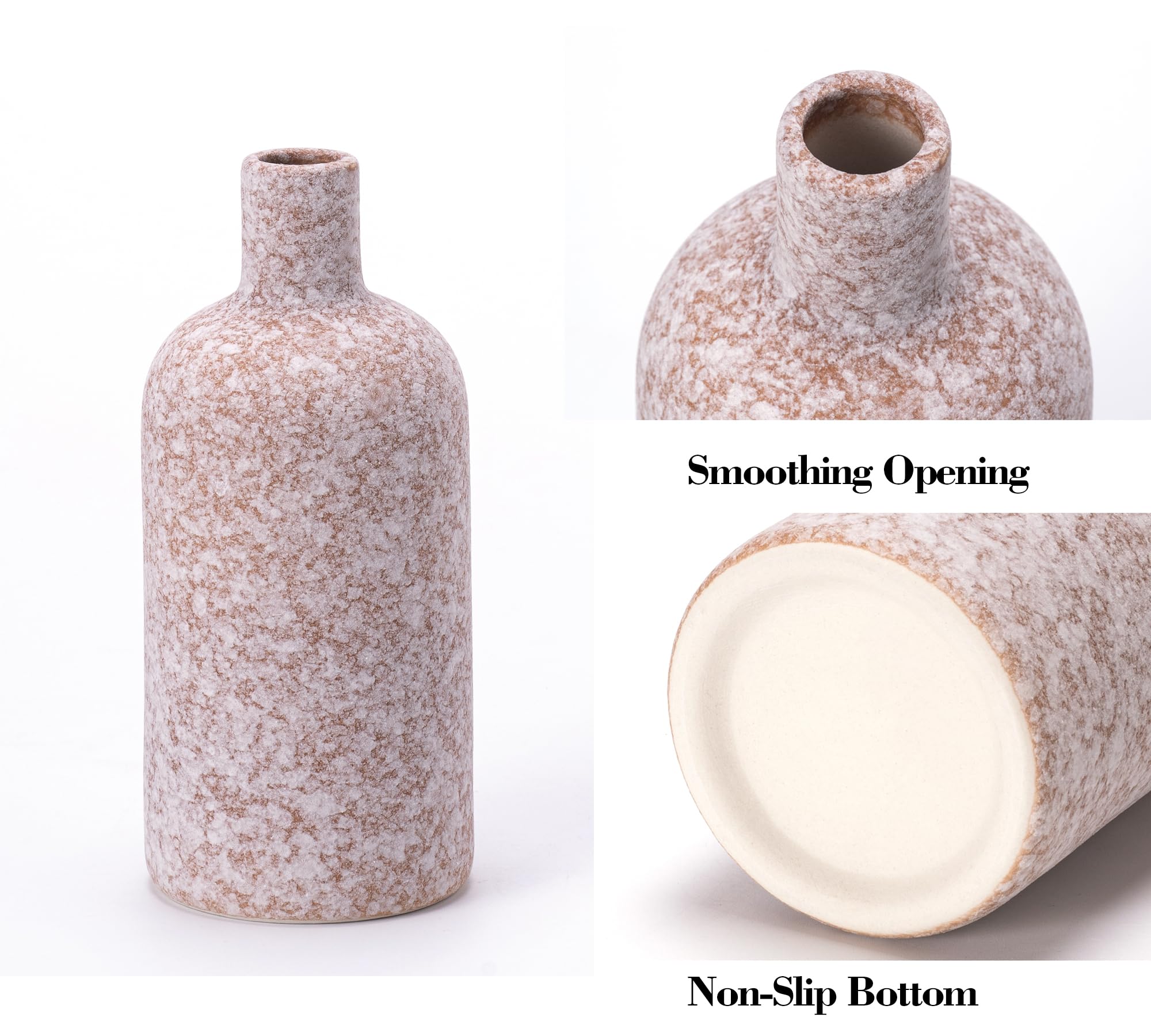 セラミック花瓶 白 × 茶色 テクスチャー柄 Amazon.co.jp: セラミック花瓶4個セット、クラシックストーンスタイル