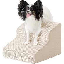 Ahpmeoa Dog Stairs for Small Dogs 11.5 H, 2-Step Dog Steps for Bed, Beige