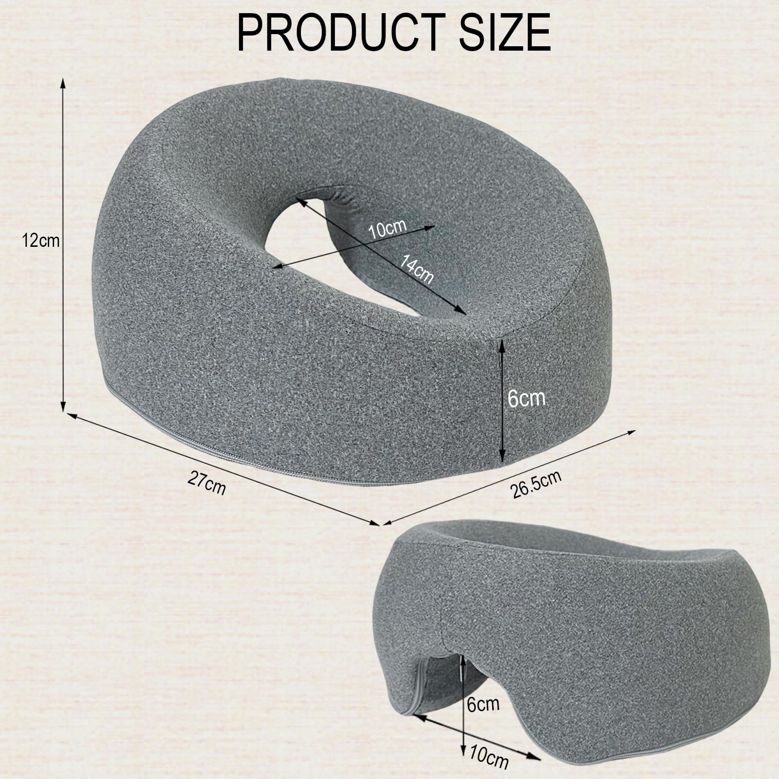 GYWHOFUL - Cojín de masaje de espuma viscoelástica, cojín ergonómico para cama de masaje, almohada de masaje con agujero para la cabeza, reposacabezas con funda extraíble, ideal para spa, salón y