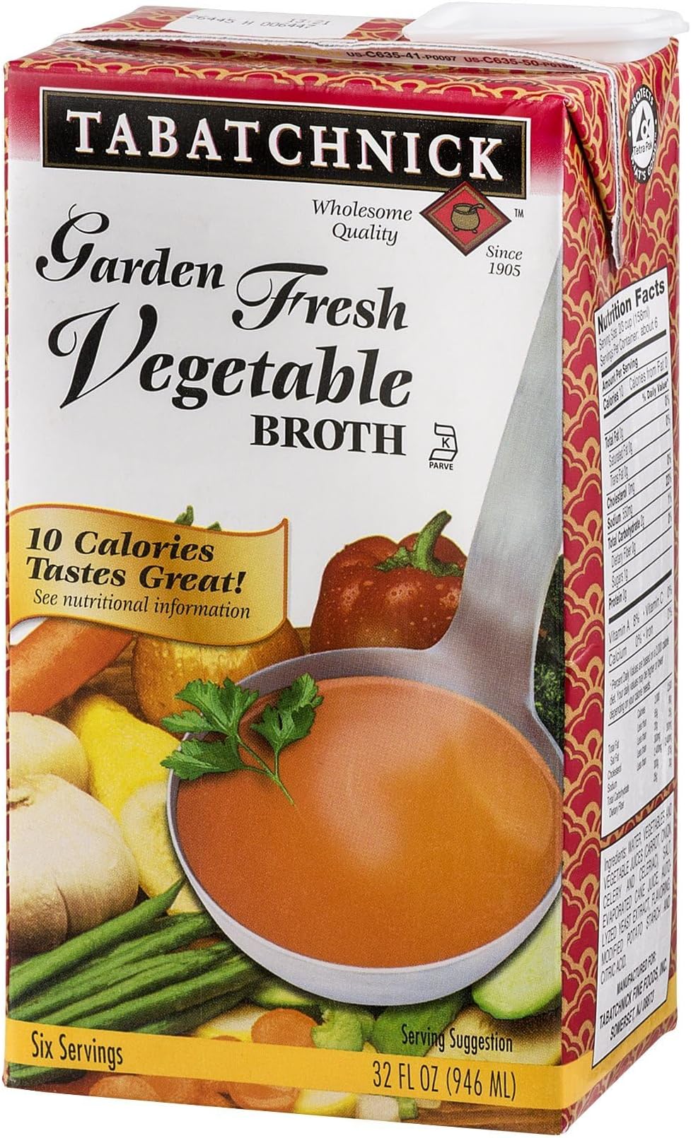 Tabatchnick Garden Fresh Vegetable Broth, 32 Ounce - 12 per case.