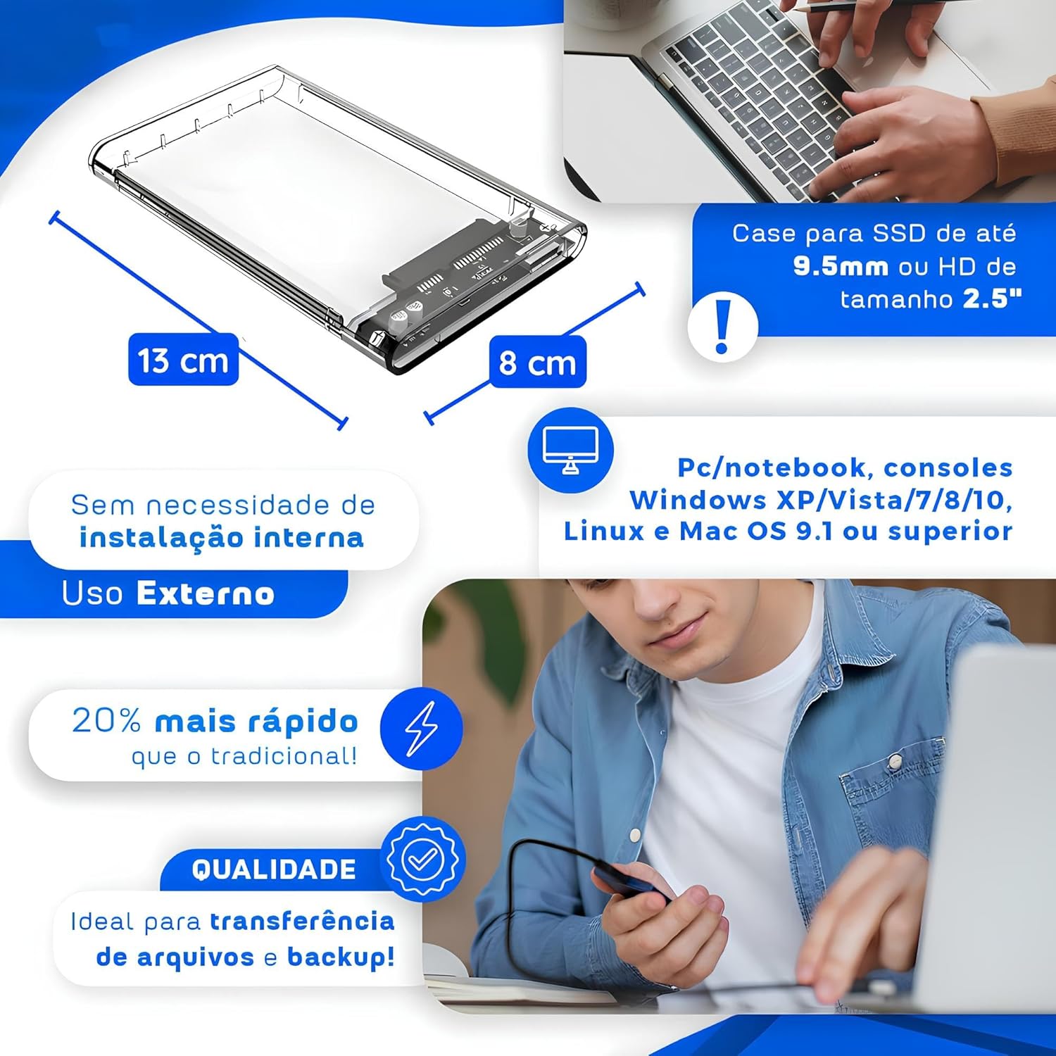 Case HD Externo SATA 3: Review Testado 7 dias Plug & Play 5TB