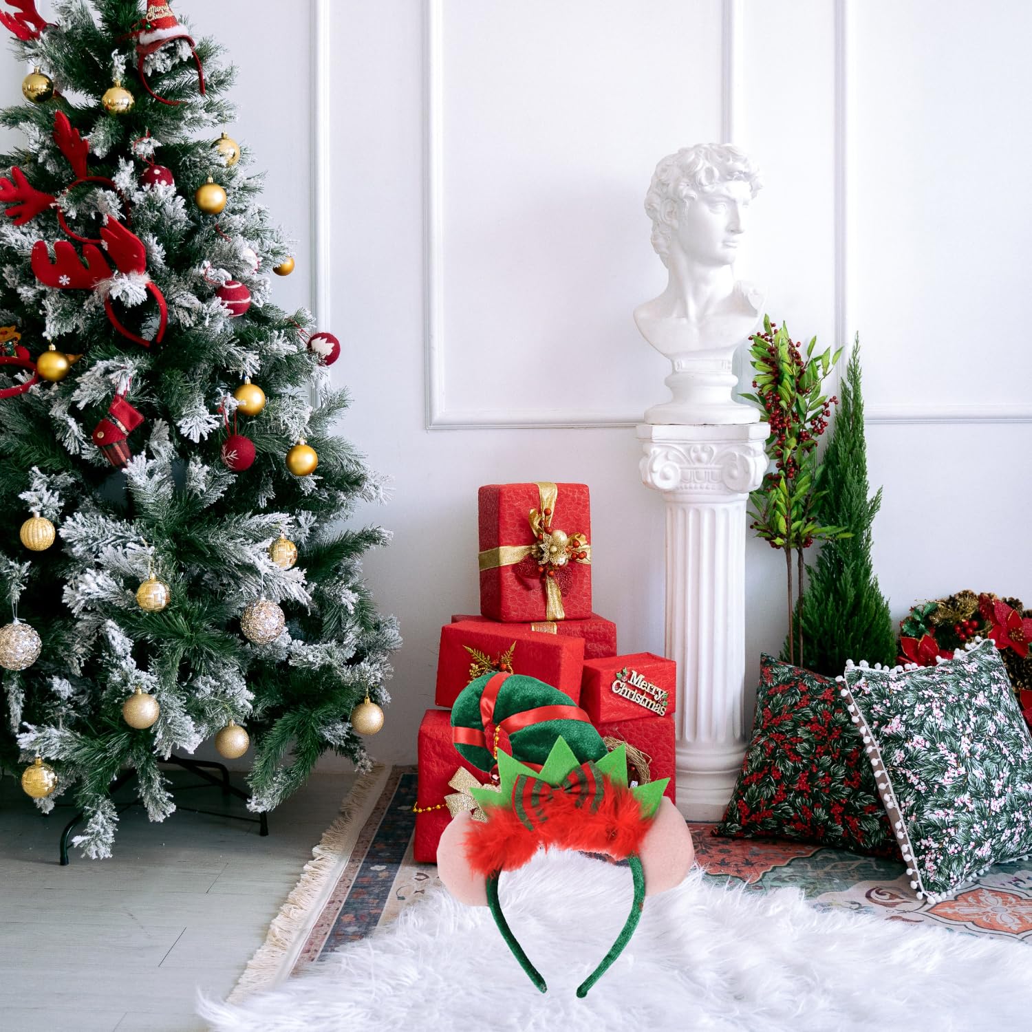 RmKbe Christmas Elf Hat Headband Xmas Hair Band Christmas Hat Hairband Elf Hat Hairband for Xmas Party Fancy Dress - Image 3