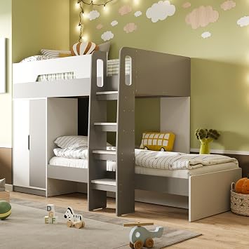 Flair - Benito Double Bunk Bed for Kids (White & Grey)