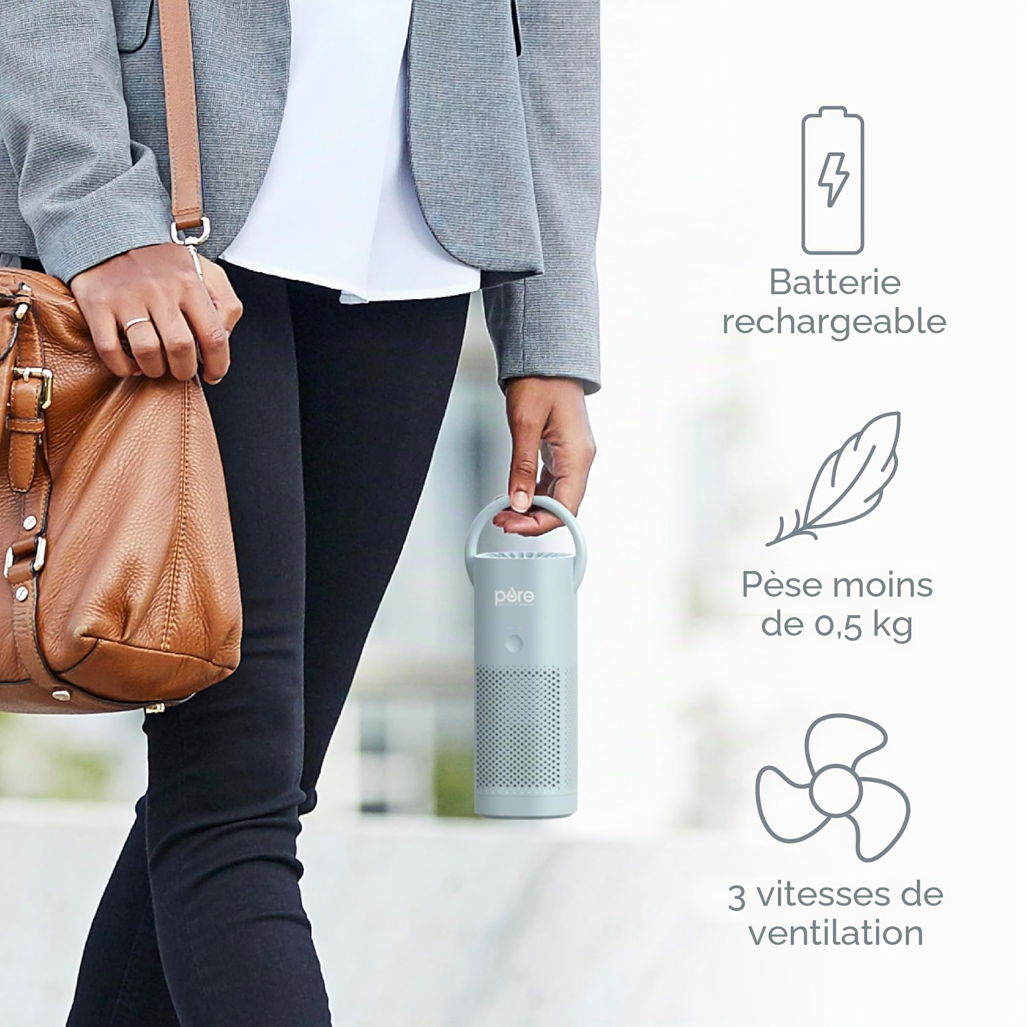 Pure Enrichment PureZone Mini purificateur d'air portable – Le véritable filtre HEPA sans fil nettoie l'air et élimine 99,97 % de la poussière, des odeurs et des allergènes près de chez vous