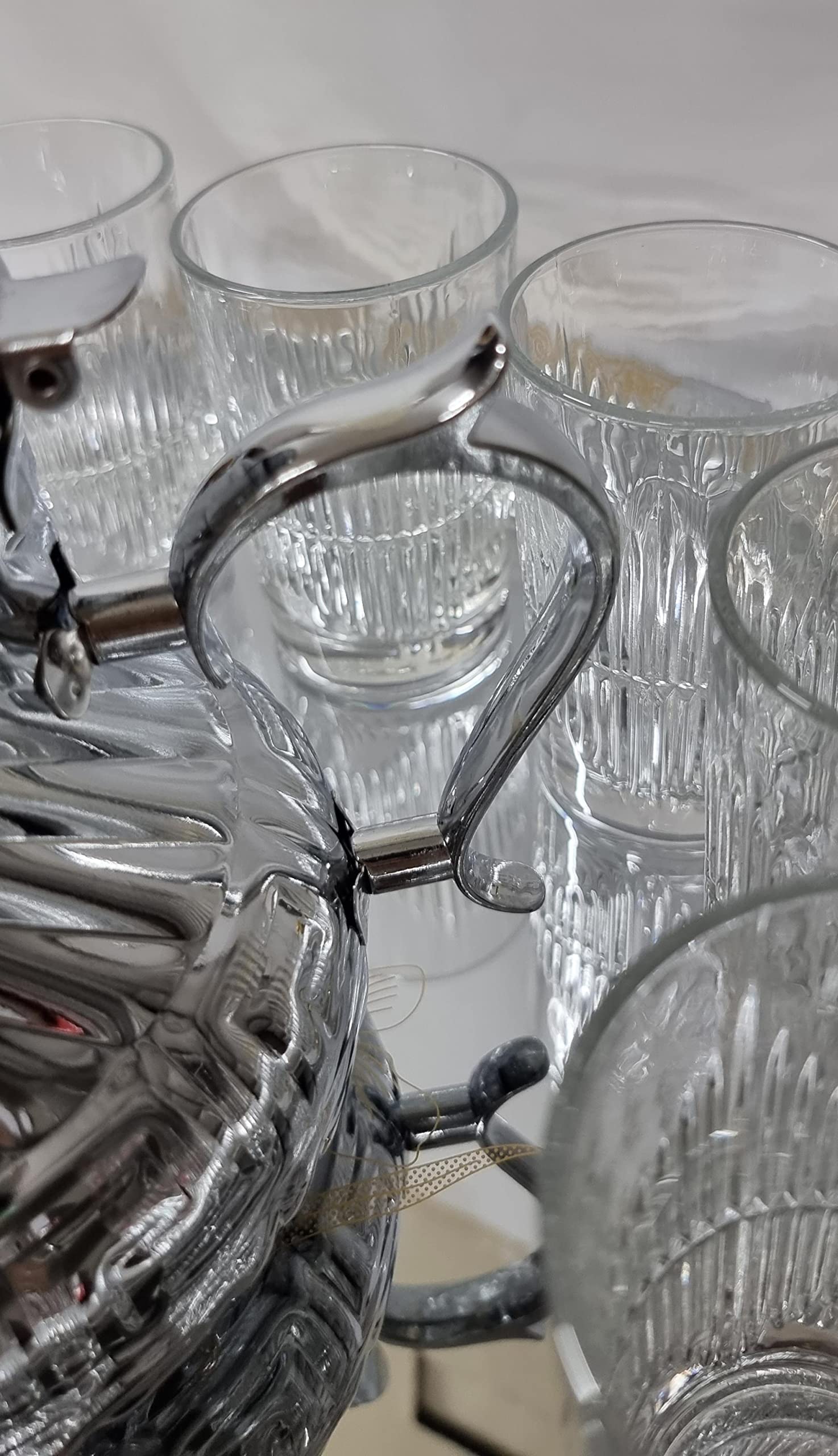 Service à thé marocain complet, théière 48oz, plateau 46 cm avec poignées et 12 verres argent