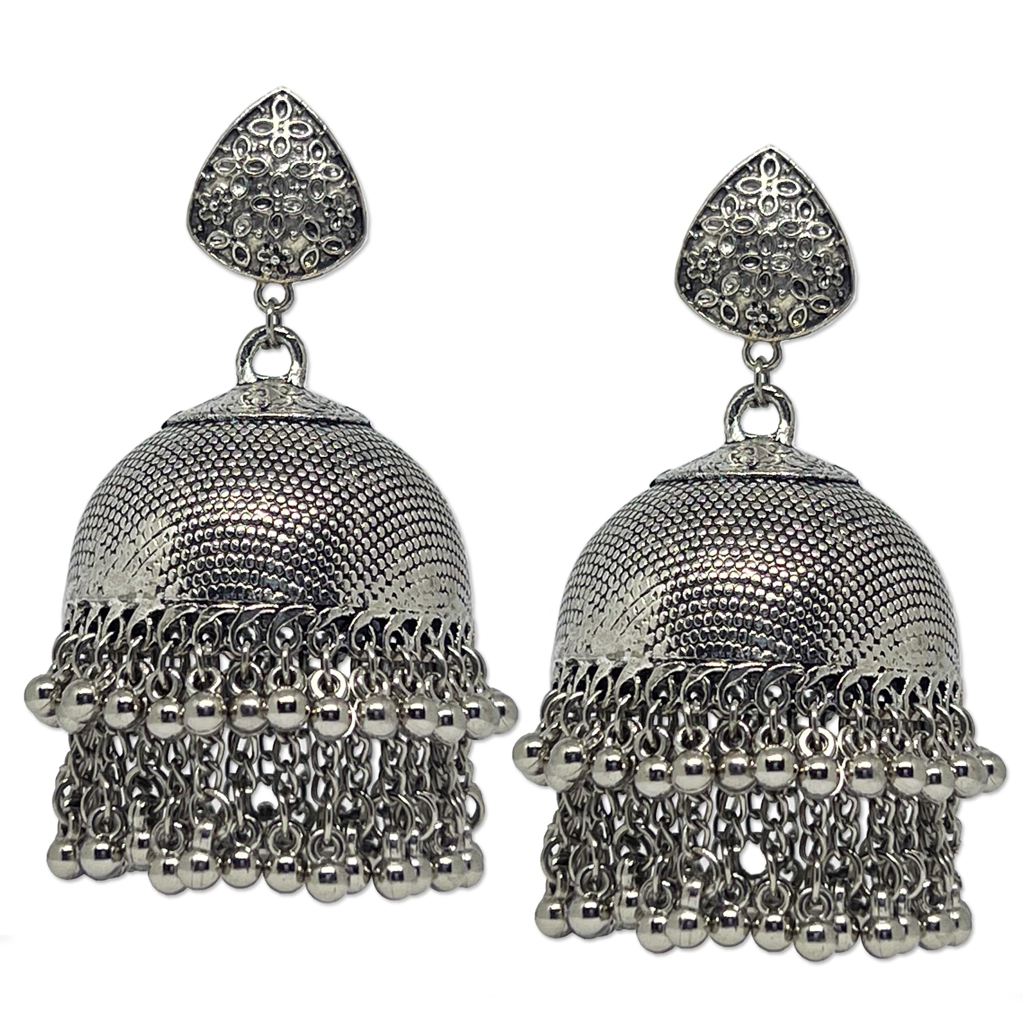Big Handmade Dome shaped Oxidized Double layered Daana art Design Embossed Jhumka (Style2) (B0CRM5XJGT) Amazon Price History, Amazon Price Tracker