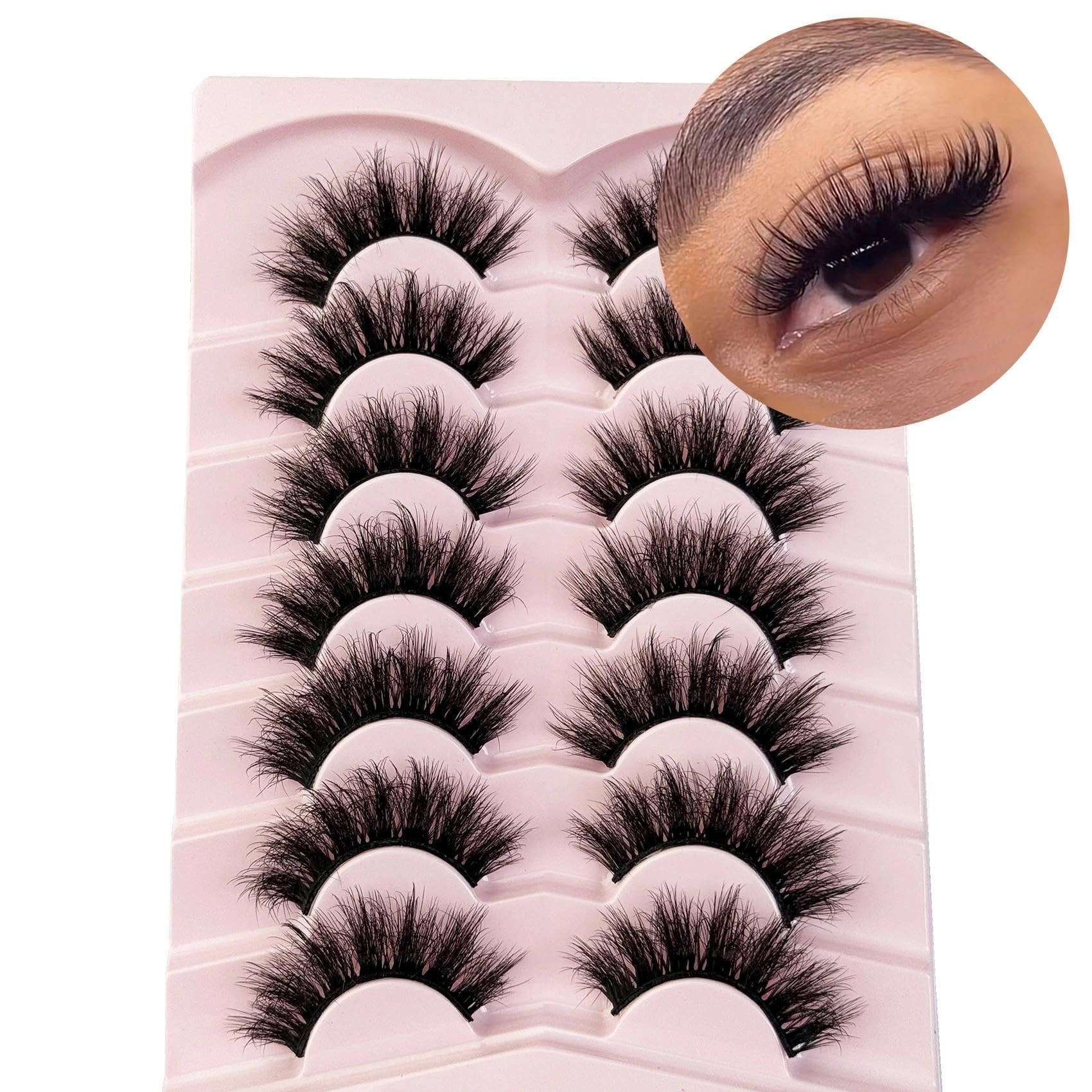 Ciglia finte in visone, morbide, volumizzanti 3D, spesse 20 mm, ciglia finte dall'aspetto naturale, confezione da 7 paia