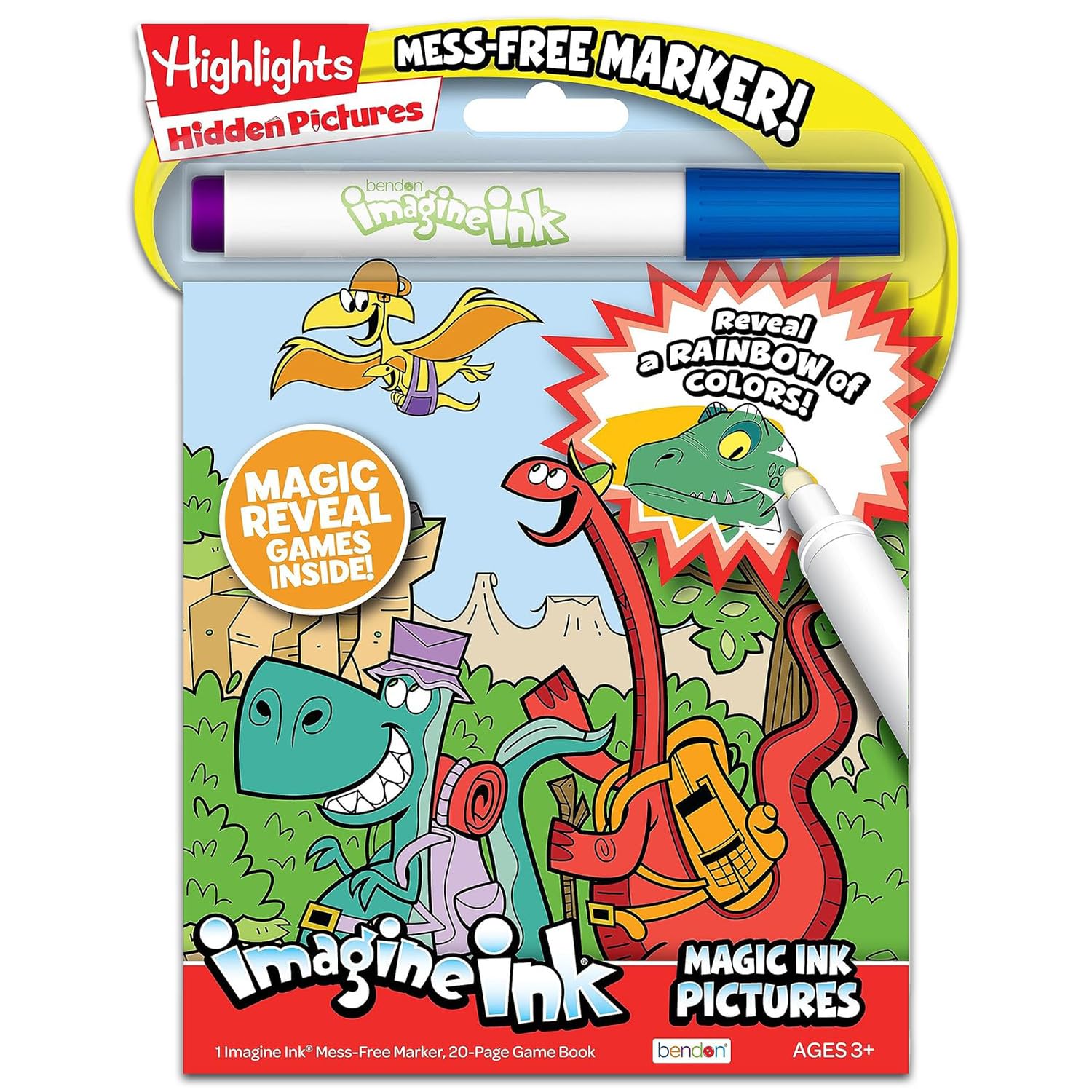 Highlights 20 Page Imagine Ink Coloring Book - Highlights Imagine Ink Coloring Book with Mess-Free Marker for Kids, Boys, Girls