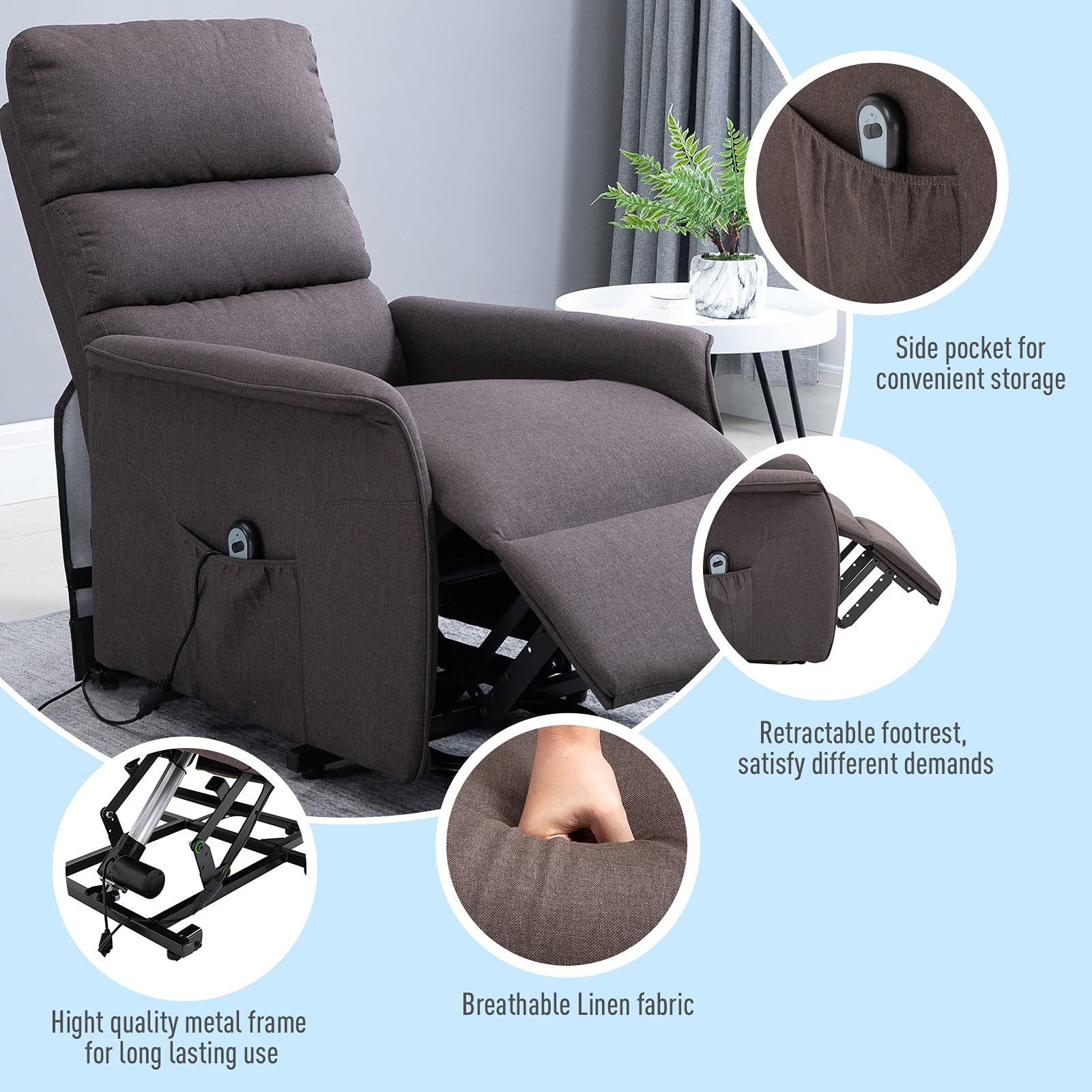 Power Lift Assist Recliner Chair for Elderly with Remote Control