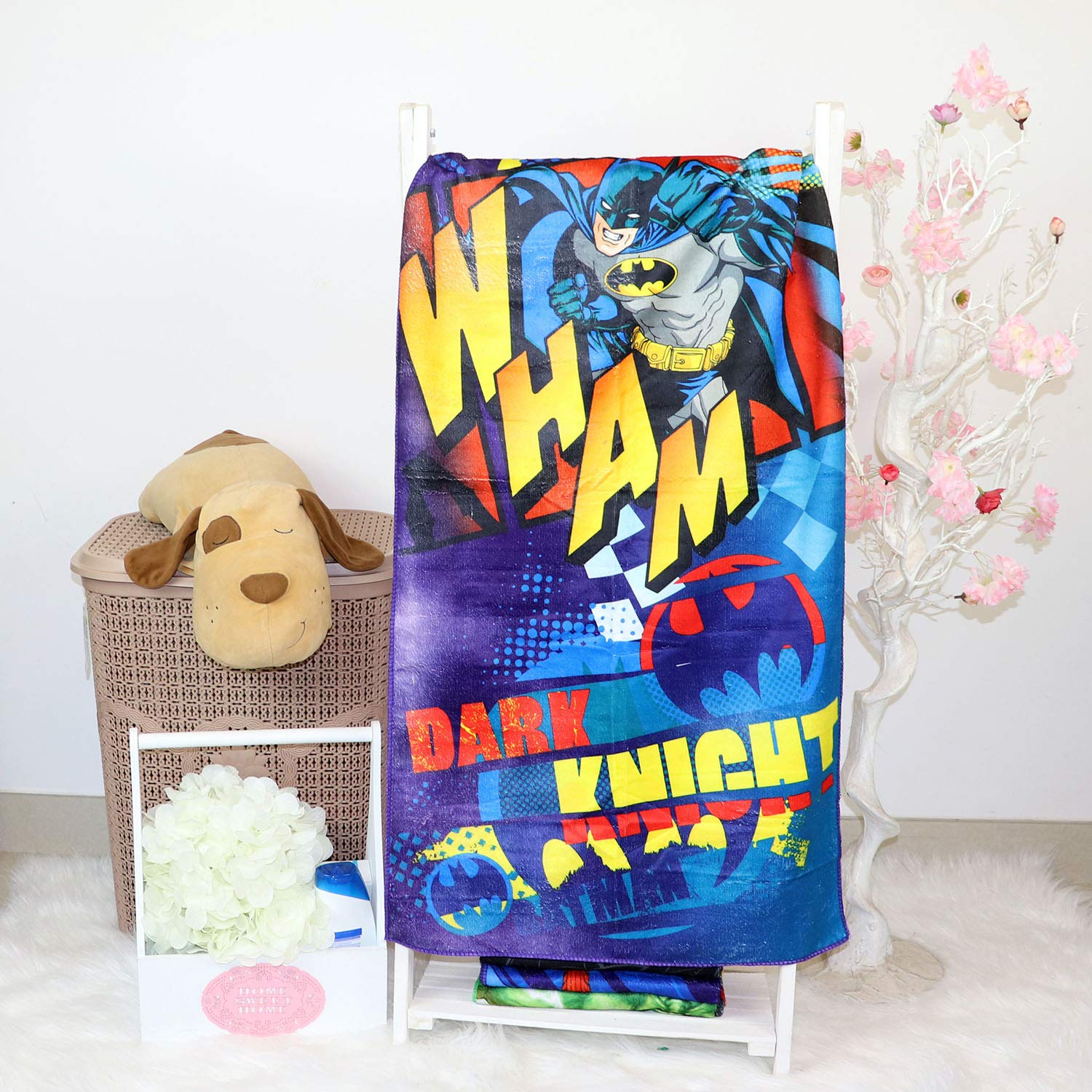 WarnerBros Dc Comics Batman Microfiber Beach Bath Towel For Kids, , Multicolor, Trha1925, 55 x 110 cm