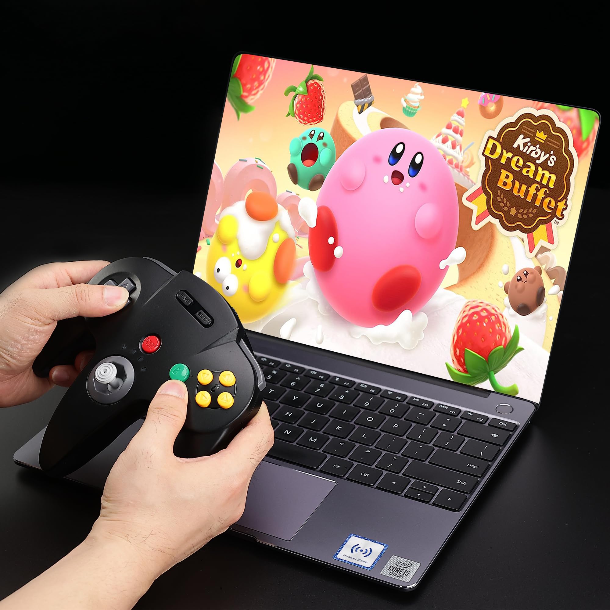 Confezione da 2 controller wireless N64 realizzati per Switch 1 e 2, console N64, ricevitori wireless da 2,4 GHz compatibili con Switch Online, PC Windows, macOS (vibrazione integrata) (ricaricabile
