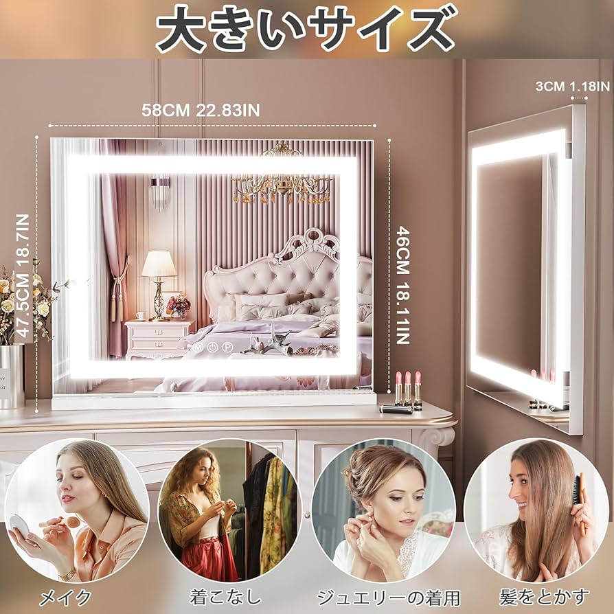 Amazon.co.jp: Fenair 女優ミラー ハリウッドミラー 化粧鏡