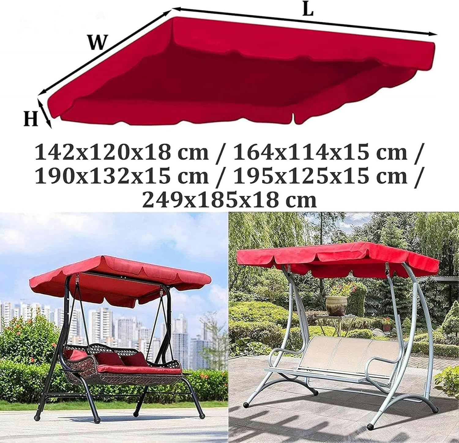 Swing Canopy Replacement Waterproof Top Cover, Waterproof/UV Resistant Swing Canopy Cover for Outdoor Garden Patio Porch Yard