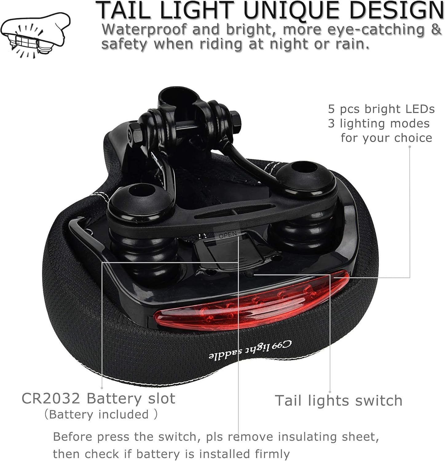 DAWAY C99 Comfortable Wide Bike Saddle and C6 Black Soft Gel Foam Padded Large Bicycle Seat Cover for Men Women, Universal Fit for Outdoor Indoor Exercise Bikes