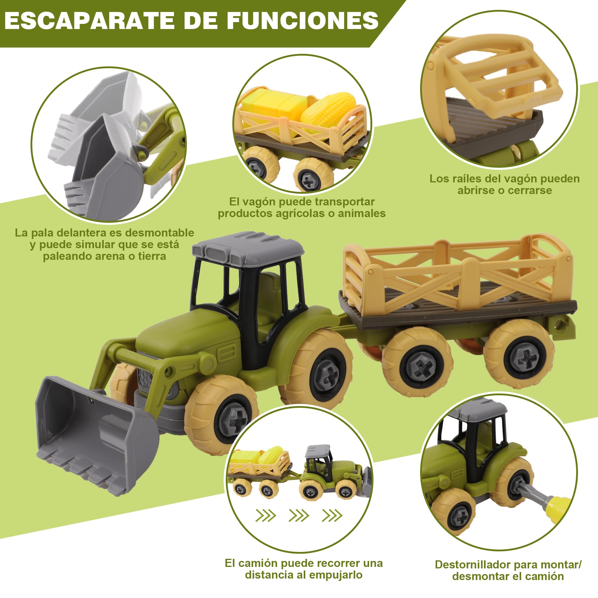 Herefun 29 Piezas Granja Tractor Juguete, Juego con Casa y Animales, Juguete Educativo para Niños 3-8 Años, Regalos de Cumpleaños